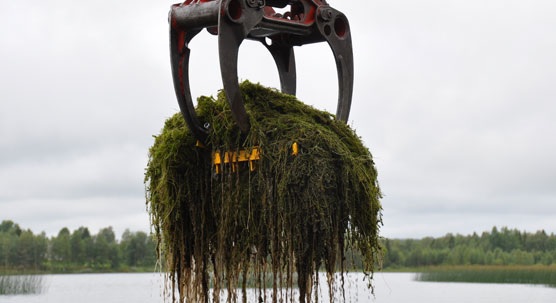 Vesiruttoa poistetaan Kuusamon Vuotunki-järvestä.
