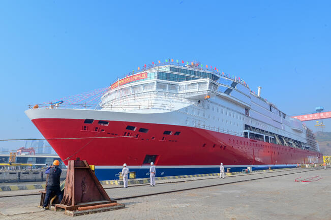 Viking Glory rakennetaan Xiamen Shipbuilding Industry Co, Ltd:n telakalla Kiinassa.