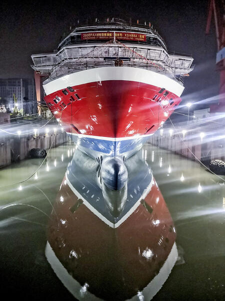 Viking Glory llaskettiin huhtikuussa vesille XSI-telakalla Kiinan Xiamenissa.