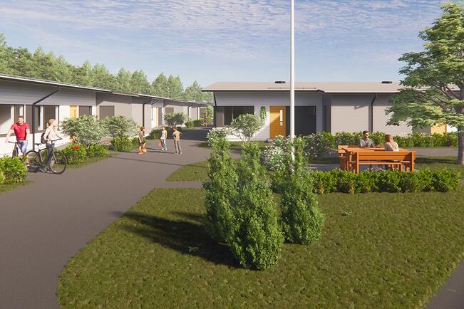 Havainnekuva Airikintien rivitaloista.