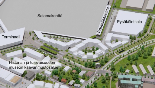 Havainnekuva tulevasta satama-alueesta.