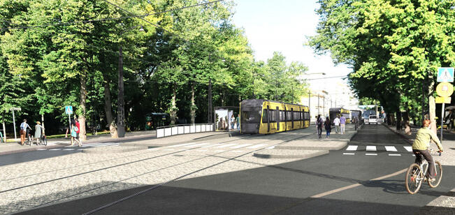 Havainnekuva raitiotiestä.