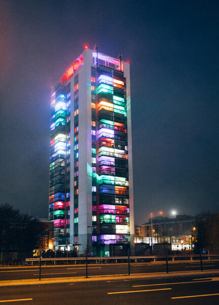 Leppävaaran valoteos Espoossa vuonna 2017.