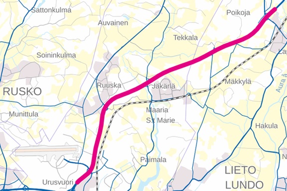 Ysitiellä uutta päällystettä saadaan Urusvuoresta Liedon asemalle yltävälle osuudelle. 