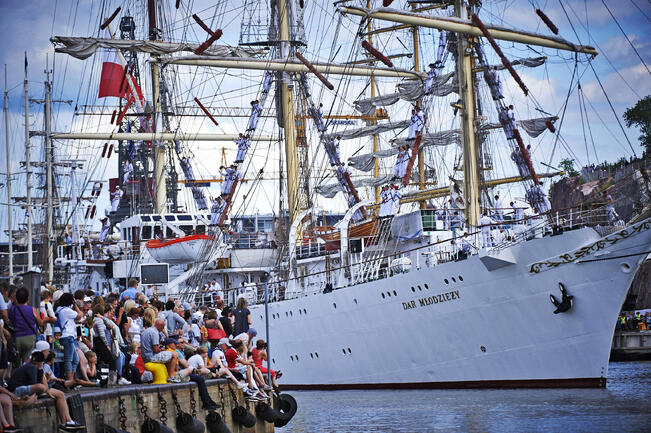 Suuria purjelaivoja nähdään Turussa torstaista sunnuntaille 18.–21. heinäkuuta. Kuva on vuodelta 2017.
