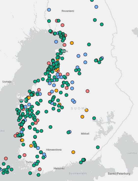 Tuotannossa olevat, rakenteilla olevat, luvitetut sek&#228; kaavoitetut tuulivoimalat. 