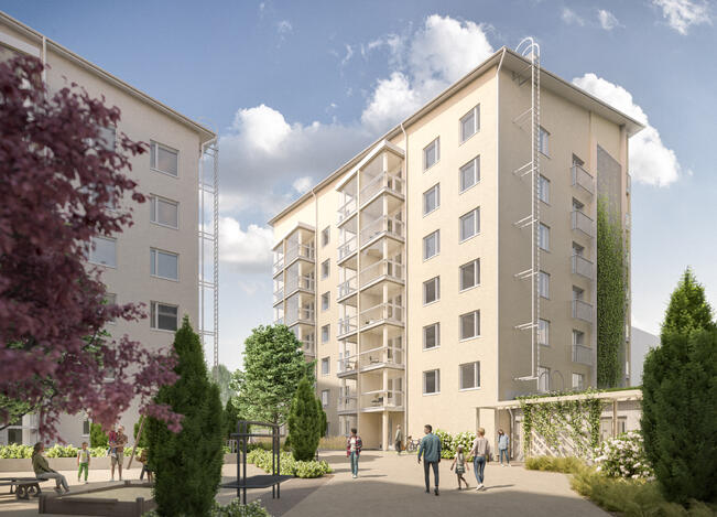 Akselintie 6a ja 6b, havainnekuva julkisivusta.