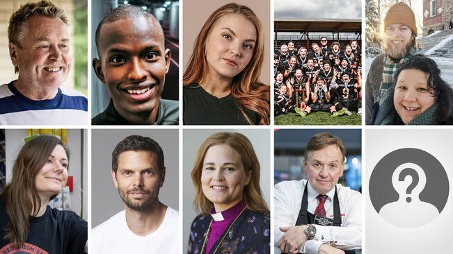 Ehdokkaat vuoden turkulaiseksi: Veepee Lehto (vas. ylh.), Mustafa Muuse, Veronica Verho, Trojans Women, Jasmin ja Tuomas Timisjärvi, Sanna Järvensivu (vas. alh.), Peter Sarlin, Mari leppänen, Hannu Aaltonen ja Musta hevonen.