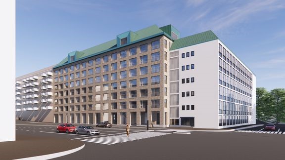 Havainnekuva uudesta kerrostalosta.