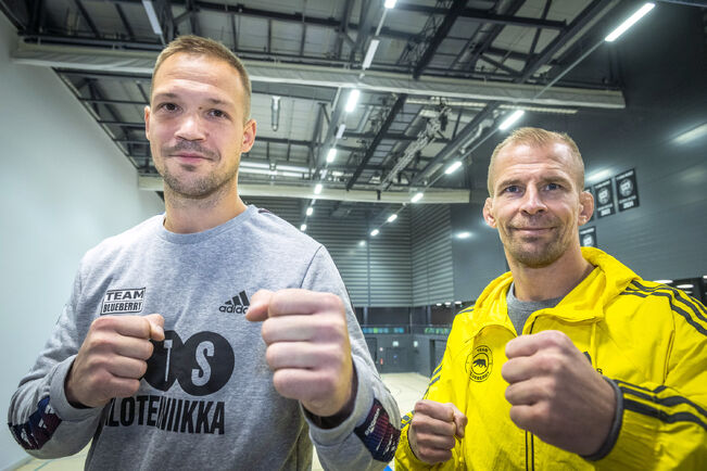 Jerry Kvarnström on yksi eniten ammattilaisvapaaotteluita otelleista suomalaisista. 20 vuotta kestänyt ammattilaisura päättyy Kupittaalla lokakuun alussa. Myös Petri Palomäki (vas.) ottelee Turku Fightin illassa.