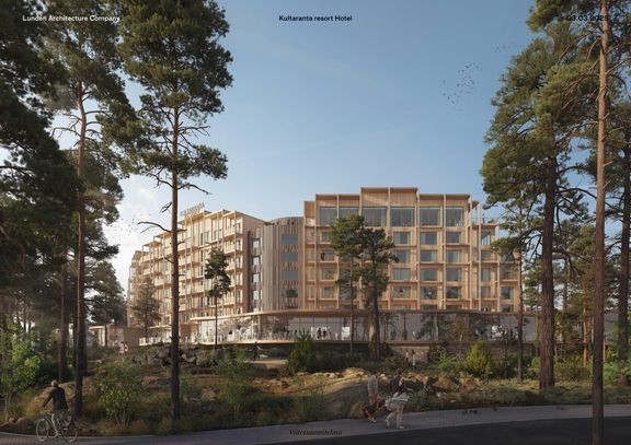 Havainnekuva Kultaranta Resort Hotellista. 
