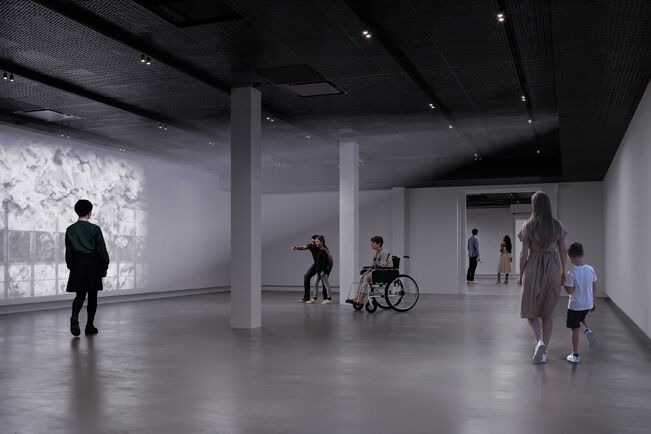 Havainnekuva WAMin alakerran näyttelytilasta.