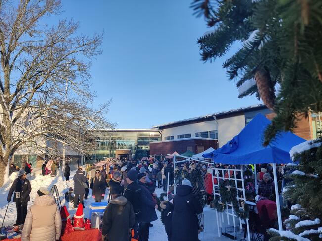 Paimion kaupungintalon joulumarkkinoilla on myynnissä paikallisia itse valmistettuja tuotteita.