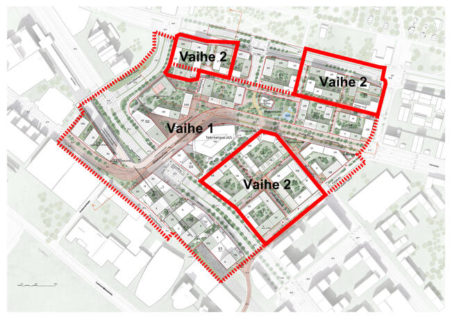 Kupittaan kärjen kaavoituksen kakkosvaiheen alueet.