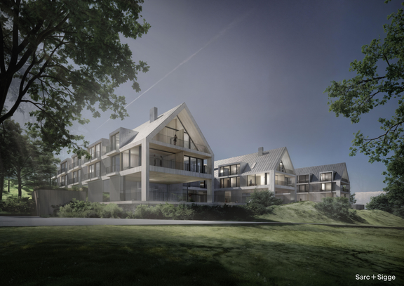 Havainnekuva suunnitellusta kylpylähotellista, näkymä Abbedissankadulta. Julkisivun värit päätetään rakennuslupavaiheessa. 
