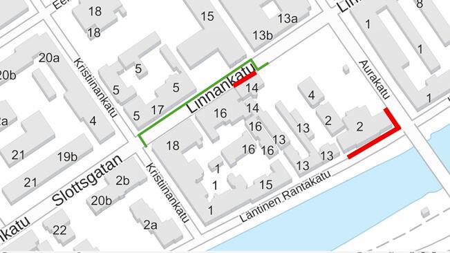 Kaupungintalon kiertotiet.