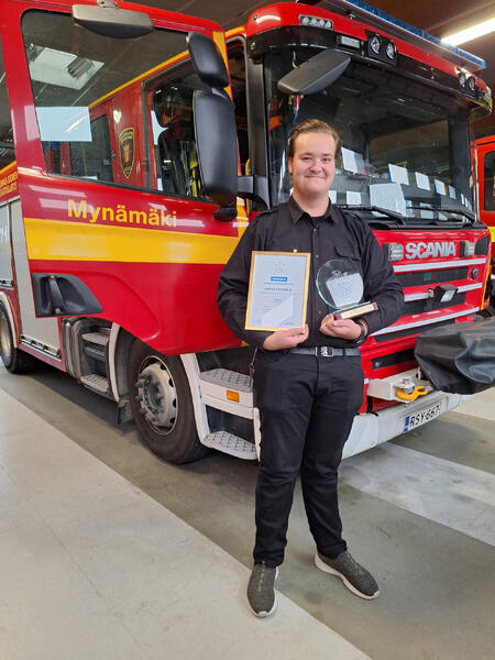 Varsinais-Suomen alueen nuoret äänestivät Anssi Kulmalan ehdolle Vuoden palokuntanuori
-tunnustuksen saajaksi.