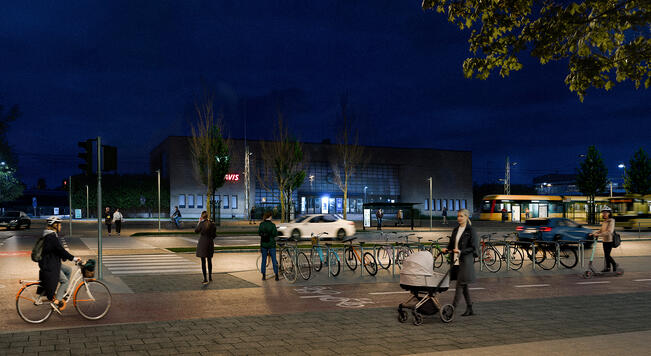 Raitiotie kulkisi asemanaukion editse. 