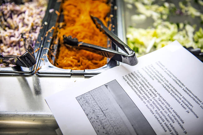 Punaisen lihan, lihavalmisteiden ja suolan määrää tulisi vähentää.