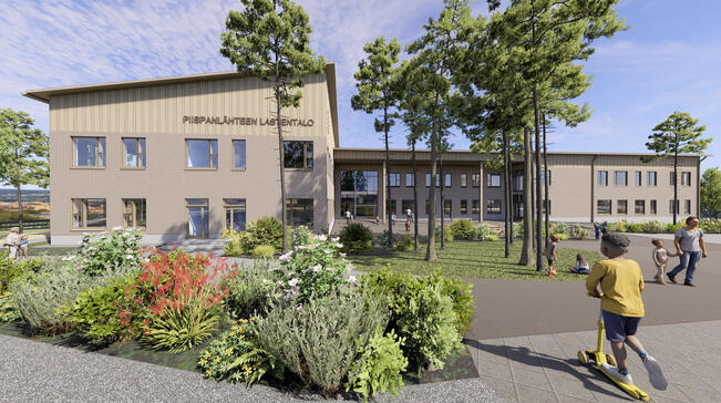 Havainnekuva Piispanlähteen lastentalosta. 