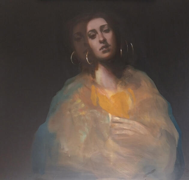 Pia Salo, Versio1, öljyväri levylle, 100x915 cm, 2025.