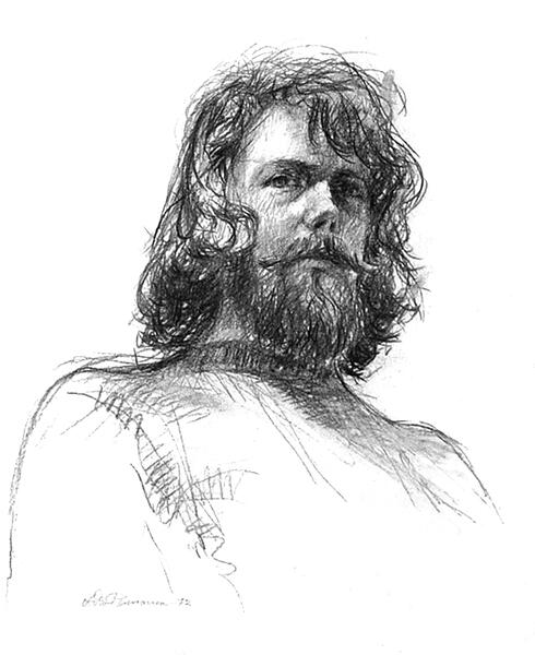 Arto Pennanen, Omakuva, 1972, piirustus. 