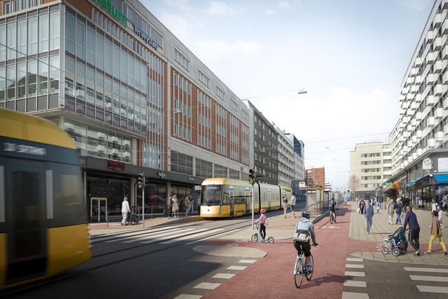 Raitiotien linjaus kulkisi Humalistonkatua pitkin.