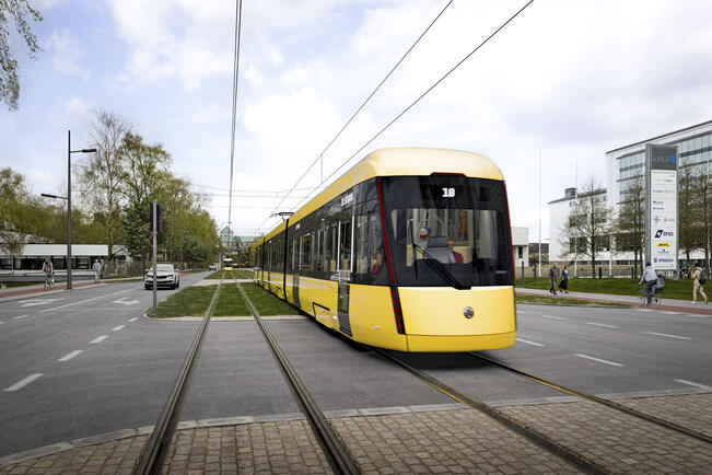 Turun Raitiotieallianssin havainnekuvassa raitiotie voisi näyttää Juhana Herttuan puistokadulla kulkiessaan tältä. 