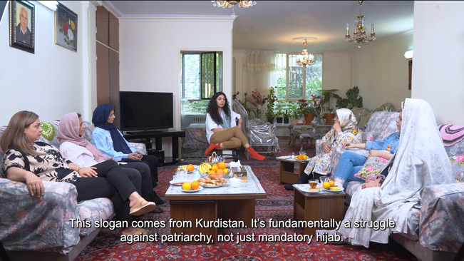 Pysäytyskuva Elham Rahmatinvideoteoksesta Questions For My Aunts.
