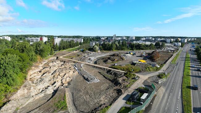 Työt ovat käynnissä Raision keskustassa.