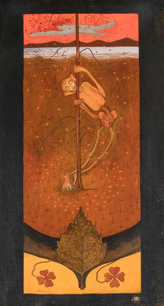 Hugo Simberg, Syksy, 1896. Tempera kankaalle, 76 x 40 cm. Yksityiskokoelma.  