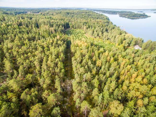 Turku Energia Sähköverkkojen ilmajohtoverkkoa saaristossa. 